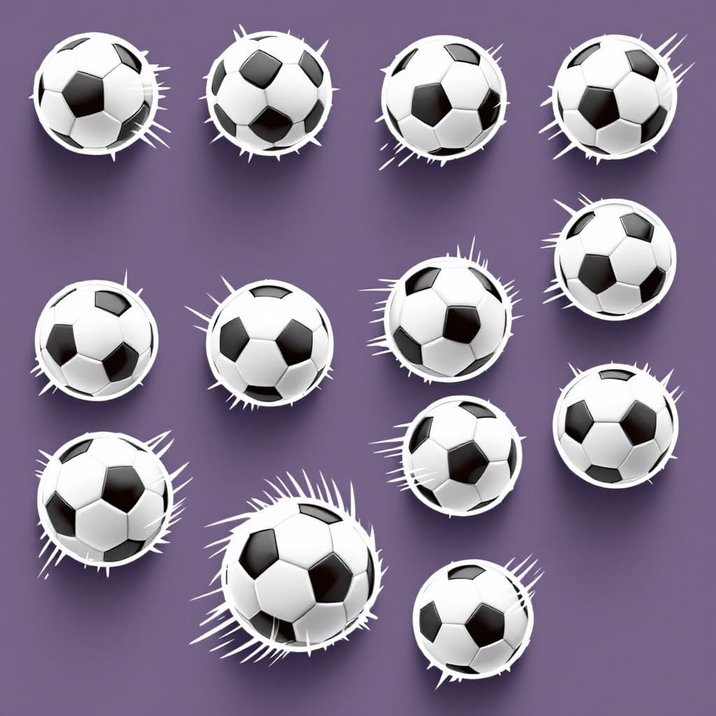 AI generated: "A collection of 3D soccer balls with dynamic motion effects, perfect for stickers."
