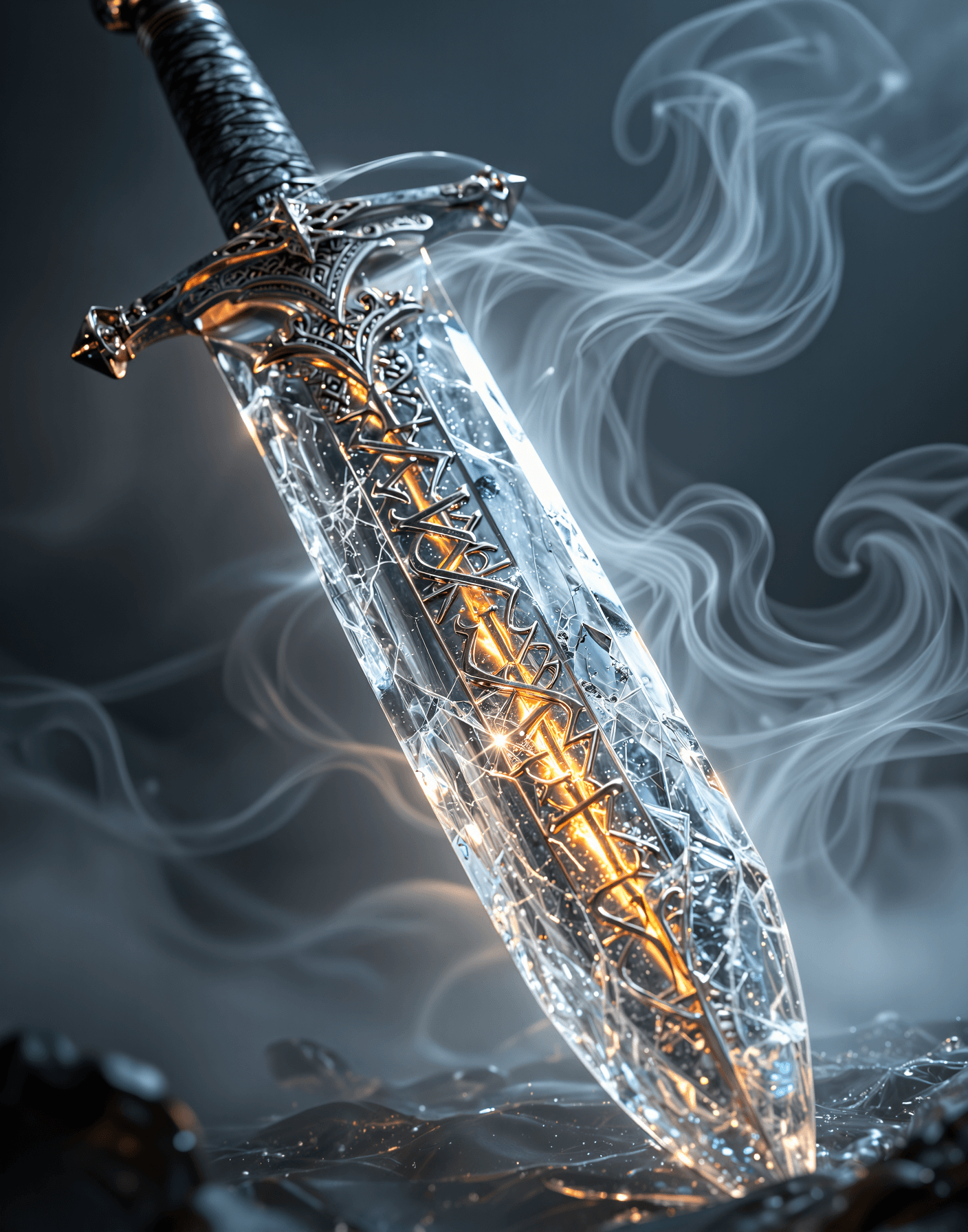 AI generated: An ancient Excalibur sword forged from mythical steel, its obsidian blade gleaming with deadly sophi...