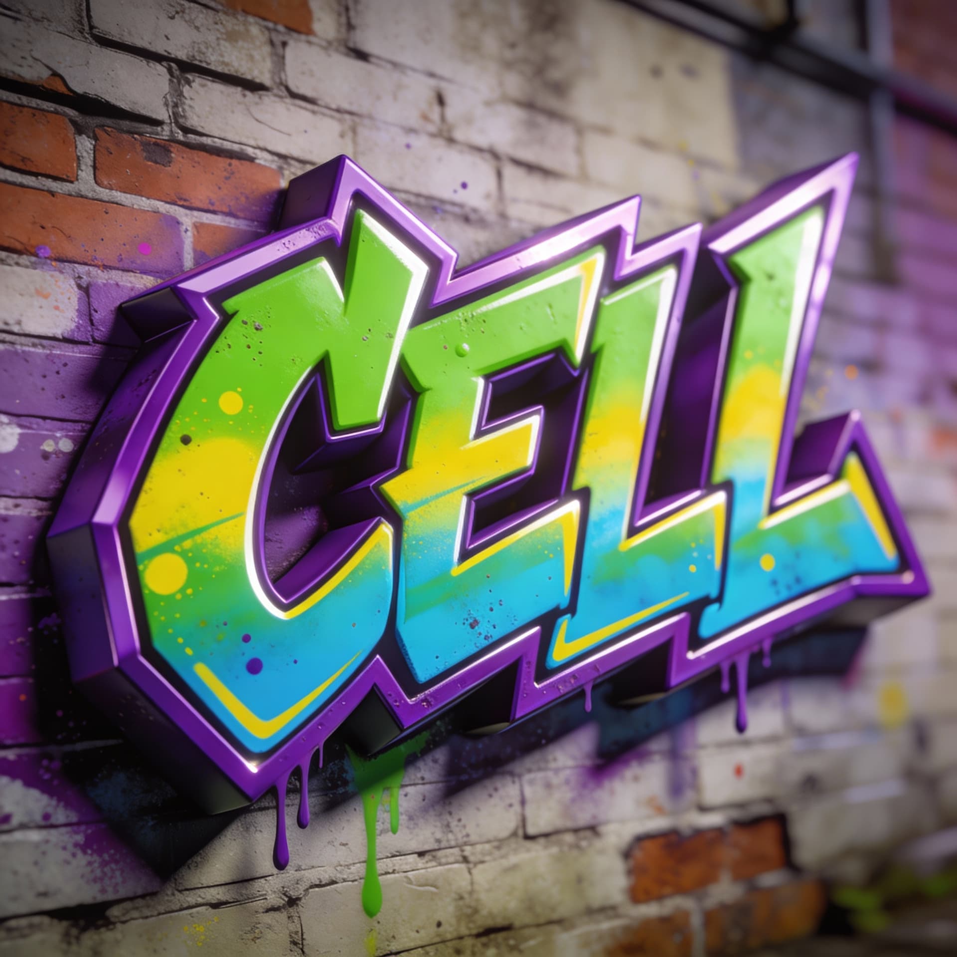AI generated: 3d graffiti of the word "CELL" in colorful graffiti wildstyle letters, the 3d bevels are going to be...