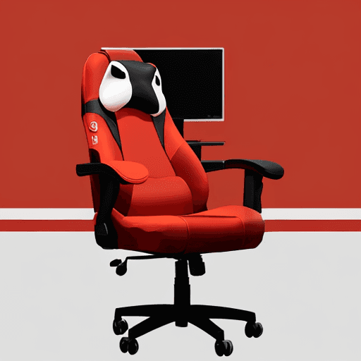AI generated: cartoon, simple, setup, red animation theme, gaming chair, drawing
