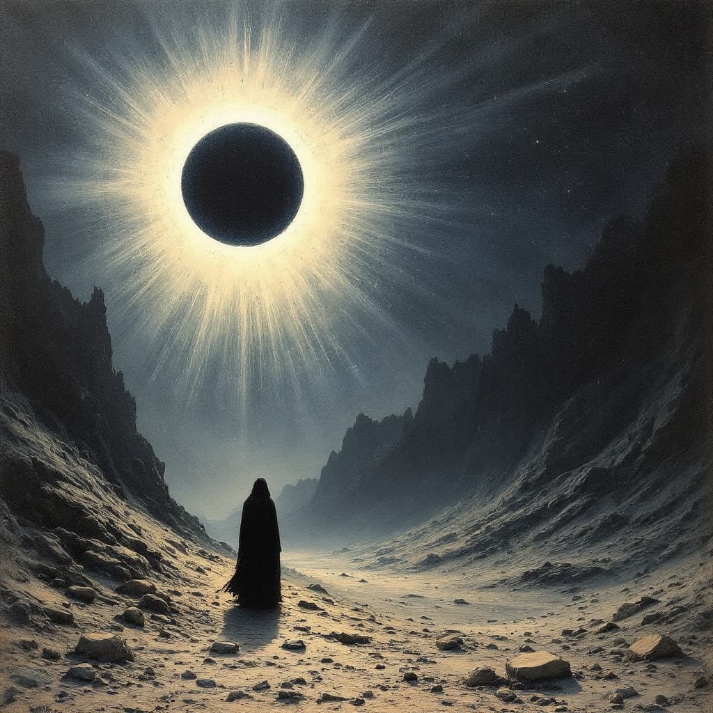 AI generated: void pursuit
looking at camera
eyes90's poster
The infernal prayers
small eclipse
scuffs, aging of t...