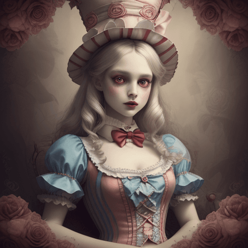 AI generated: alice in wonderland, mad hatter the carnival queen, highly detailed, delicate and Beautiful face, ne...
