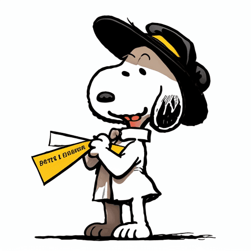 AI generated: Snoopy wearing a white Graduation Cap and Gown