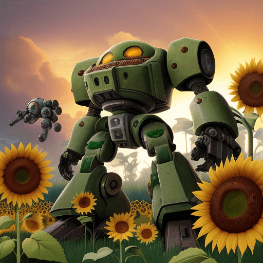 AI generated: Plants vs zombies, mechs, sunflowers