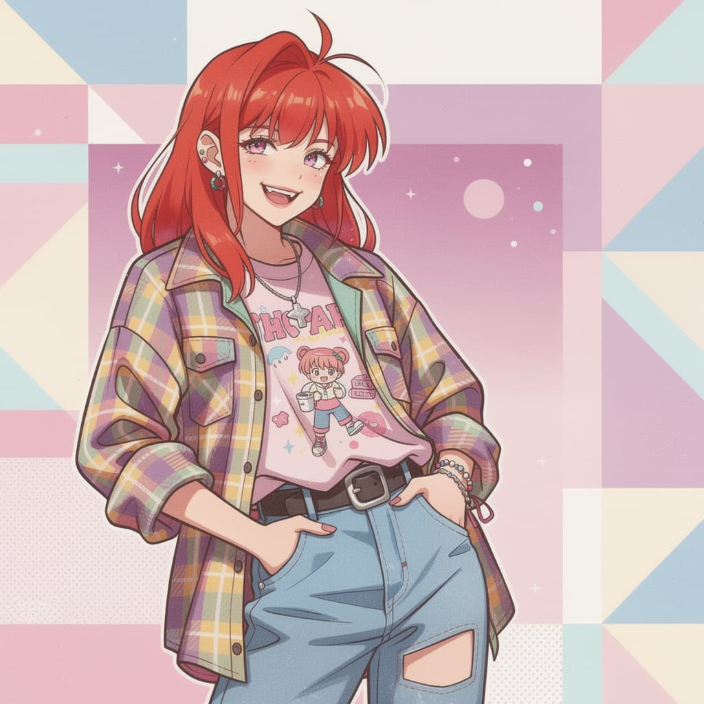 AI generated: Kooky portraits of 90’s mall teens in retro clothi...