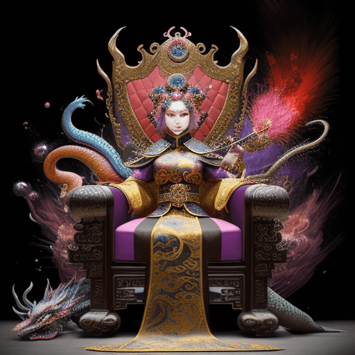 AI generated: showcase the magnificence of Orochi, colorful masterpiece, 1 lady, extremely detailed dragon, luxury...