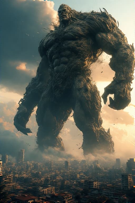 AI generated: A huge giant destroyed a city