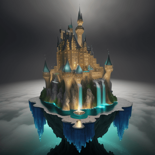 AI generated: 3D, HDR (plunging view) photorealist of a beautiful (a castle made from a human skull:1. 3) set on a...