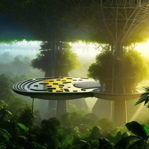 AI generated: A high tech solarpunk utopia in the Amazon rainforest
