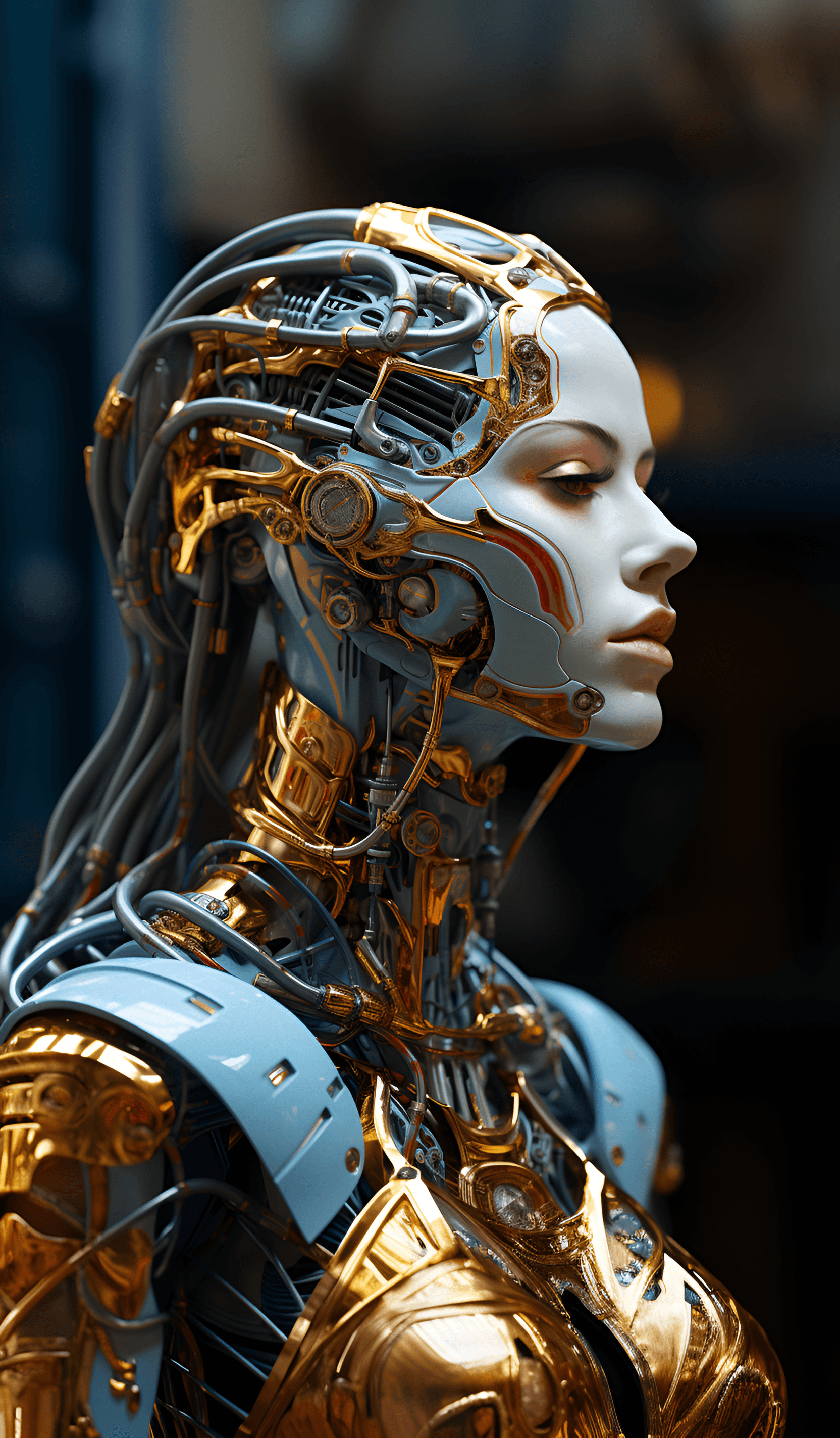AI generated: A cyborg woman in a comic style, an ideal mechanical body with many details, a mechanical skeleton, ...