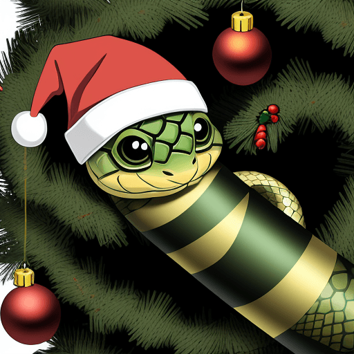 AI generated: drawing of a snake wrapping around a Christmas tree ball