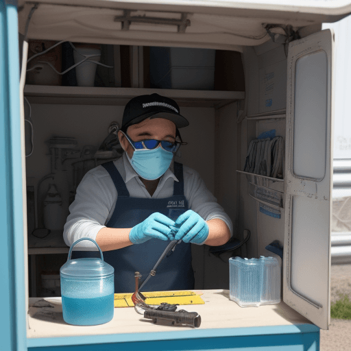 AI generated: un trabajador de mantenimiento usa una maquina parecida a un aspirador que inyecta agua y aire a pre...