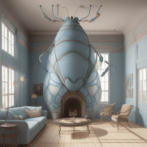 AI generated: a combined insect, blended, worm mutation, salmon blue beige pastel color palette, interior design m...
