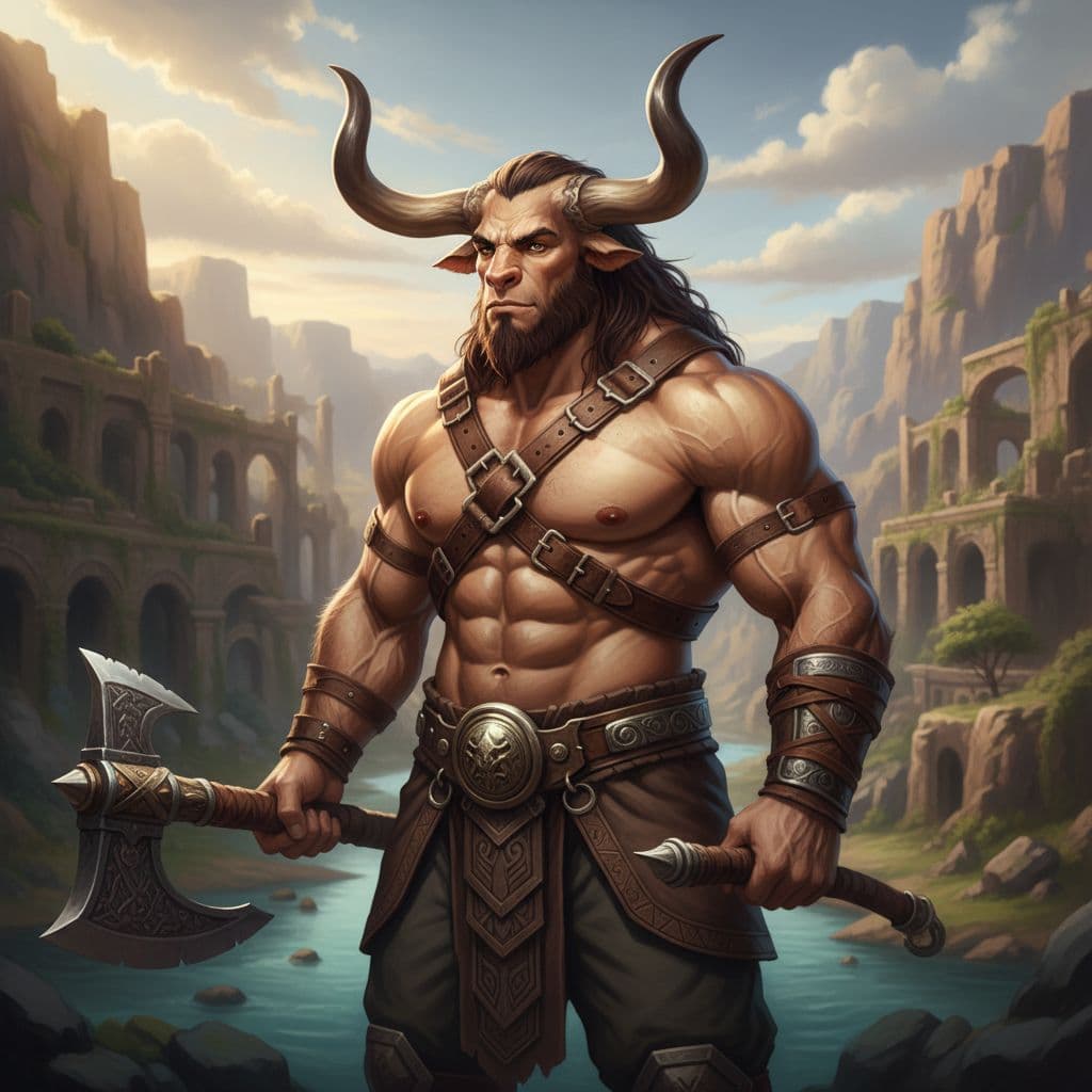 AI generated: Handsome muscular male minotaur 