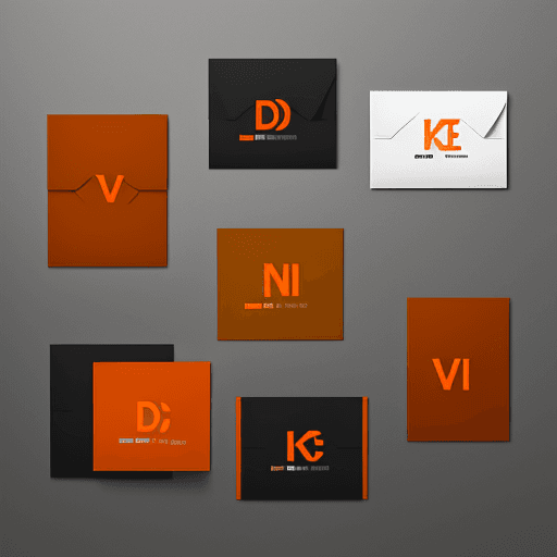 AI generated: Letters DV in orange and dark grey color, minimalistic logo