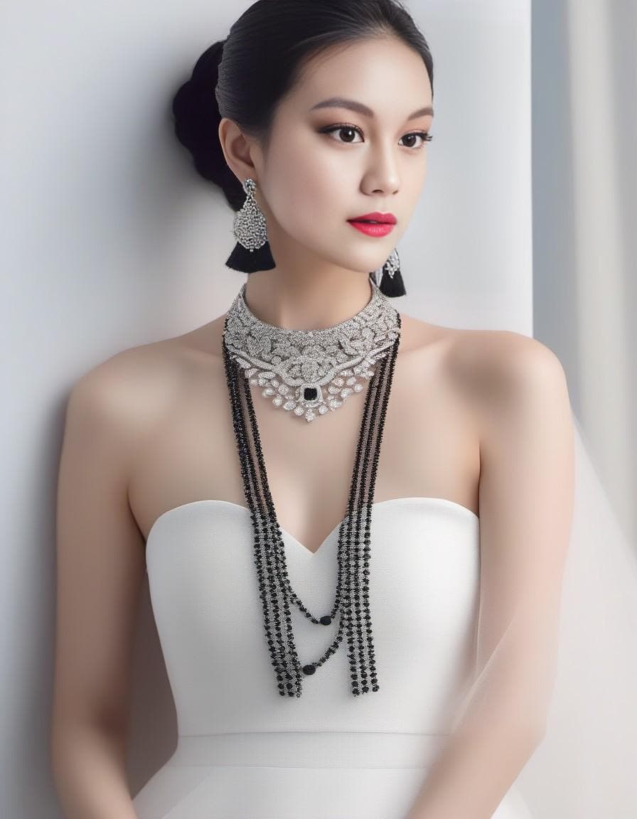 AI generated: model shoot, (full body), Beautiful Korean woman, kpop idol, (short white braided ponytail), (wearin...