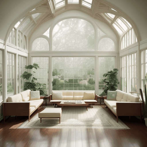 AI generated:  high resolution photography interior design, dreamy sunken living room conversation pit, wooden flo...