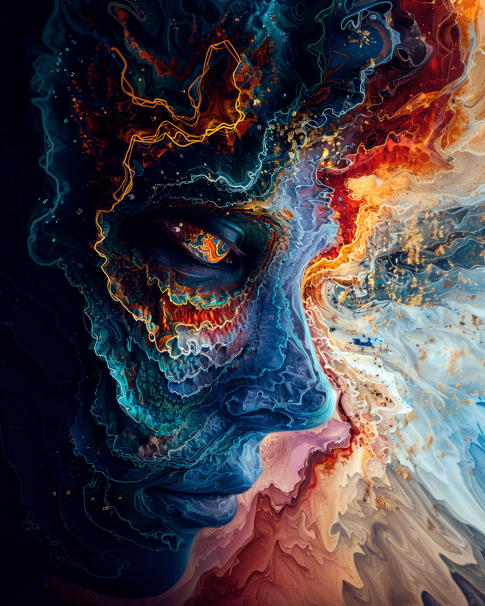 AI generated: digitally creative psychedelic collage, in the style of sam guay, colorful explosions, serge marshen...