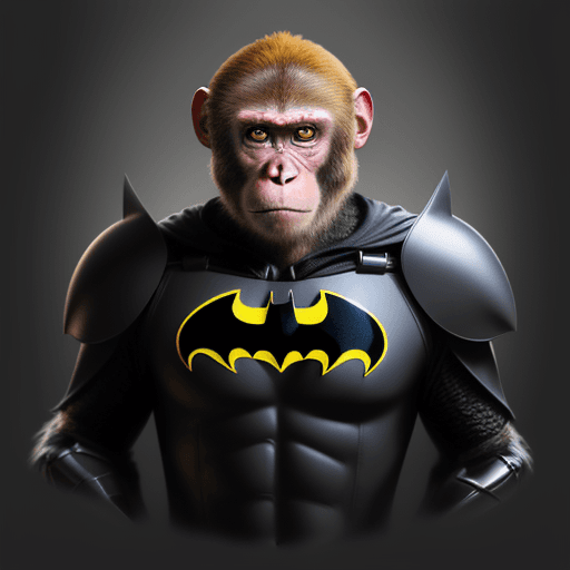 AI generated: a portrait of monkey dj wearing a batman armor