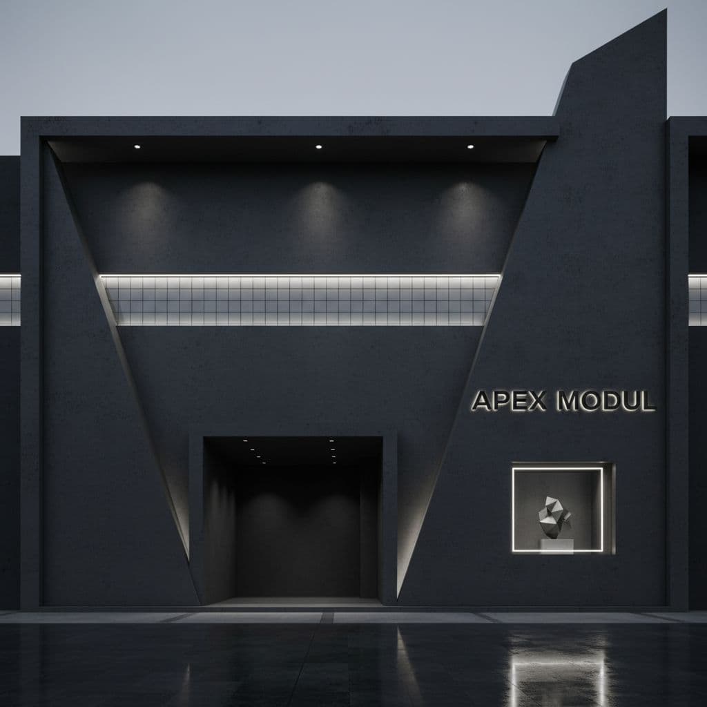AI generated: cinematic, canon EOS 5d, minimalistic retail shop facede design,monochromatic color on facade walls,...