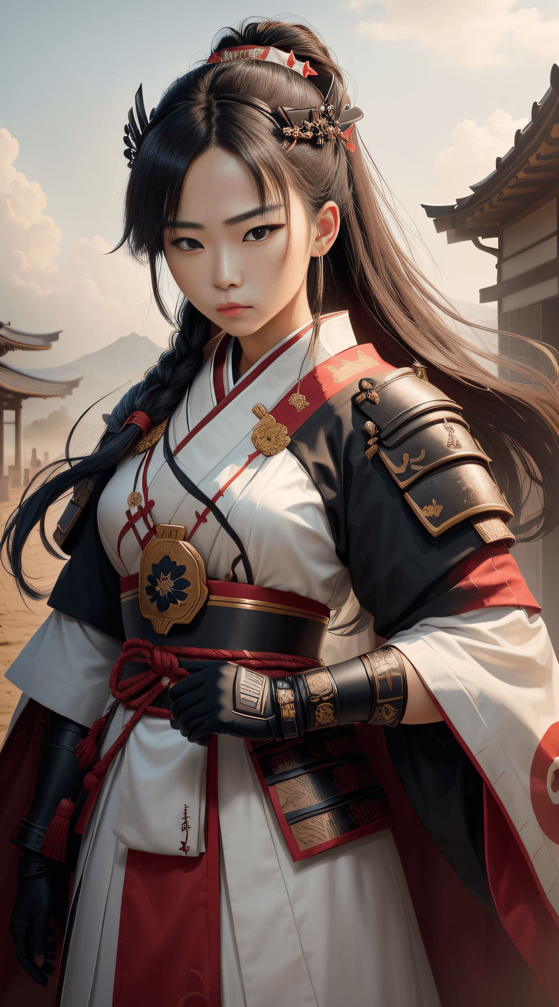 AI generated: Amidst an era of political turmoil and rival clans vying for power, a female samurai, disguised as a...