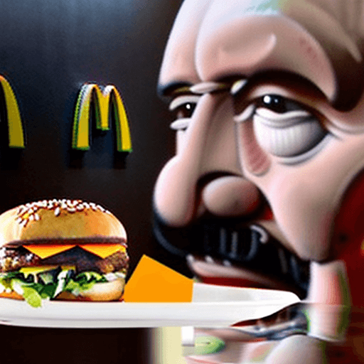 AI generated: Hyper Realistic Adolf Hitler eats burger in McDonalds