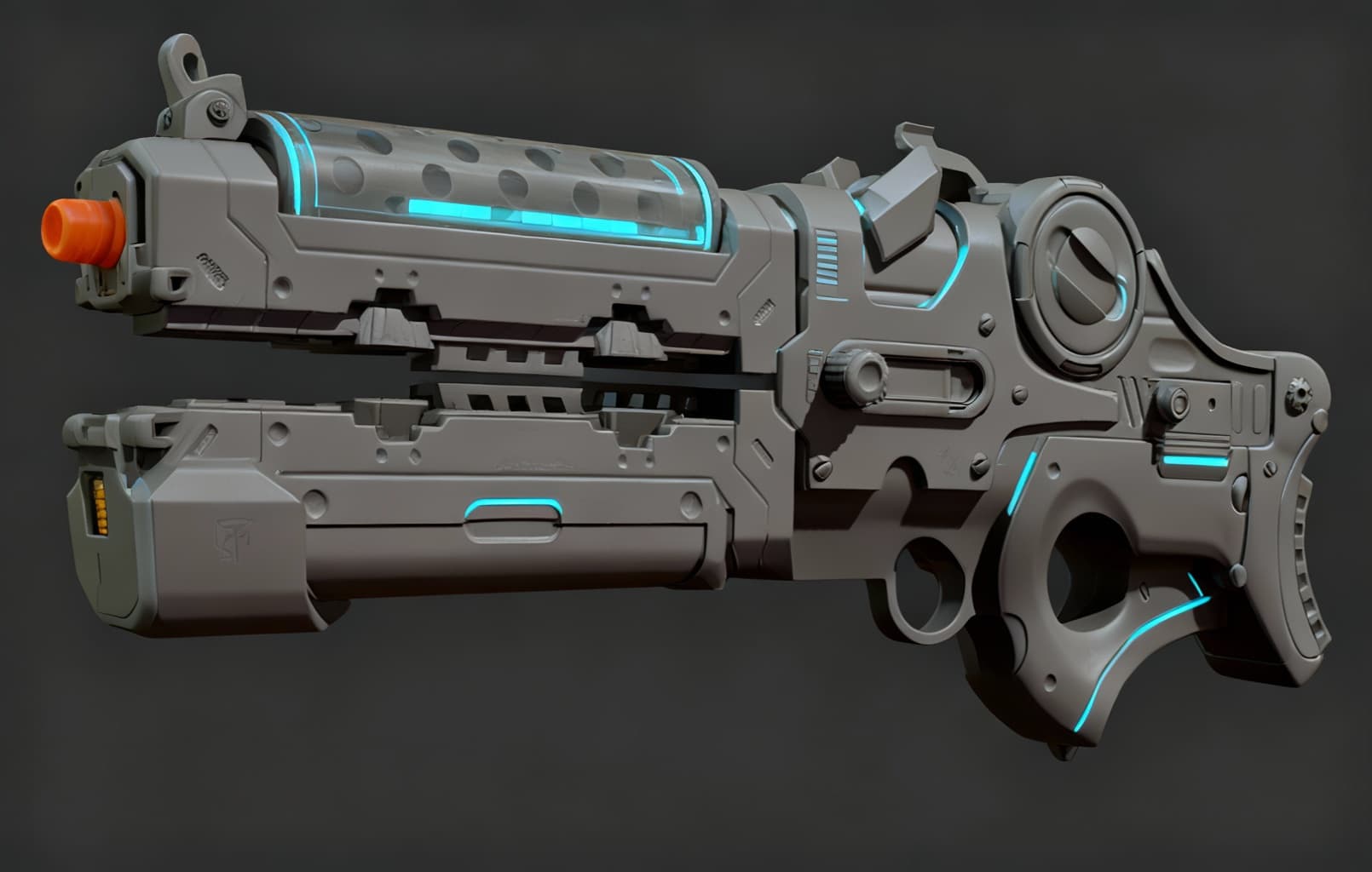 AI generated: Alter the design of the image. Keep it clearly a fictional weapon for Our’World. Render Axiom Lancer...