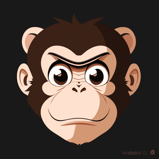 AI generated: vector illustration, cute monkey, angry, watching at camera, cartoon