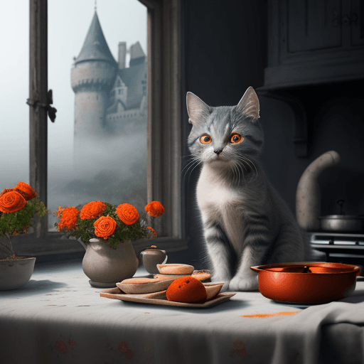 AI generated: The fog enshrouds the scene, creating an air of mystery, Raw photo, artistic photography, gray cute ...