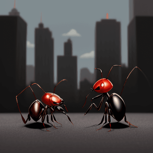 AI generated: "Create an animated scene with a dialogue between a red ant and a black ant. The characters are Red ...