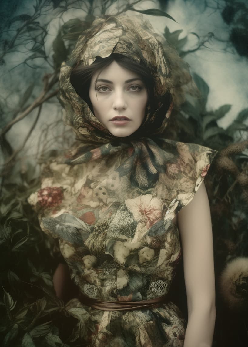 AI generated: kodak portra 4 0 0, wetplate, photo of a surreal artsy dream scene,, weird fashion, in the nature, h...