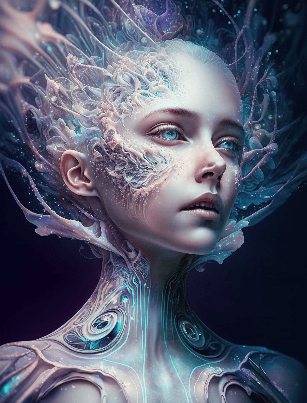 AI generated: full body portrait of a beautiful woman in action with white skin complexion wearing a gemstone neck...