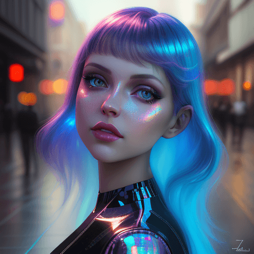 AI generated:  lucinda lafleur | holographic photography shoots, in the style of tanya shatseva, daz3d, street pop...