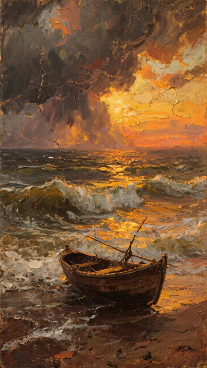 AI generated: An oil painting on canvas, richly textured brushstrokes with visible layers of paint, depicting a dr...