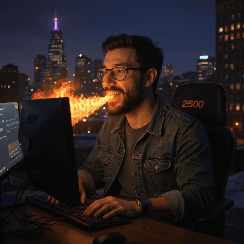 AI generated: turn the dragon into a hipster man from Seattle that lives in Montreal