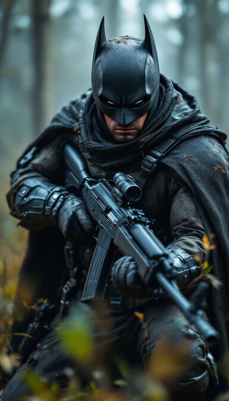 AI generated: 



Batman as a swedish soldier with a Ak5 rifle in the swedish forest north of sweden. Ultra realis...
