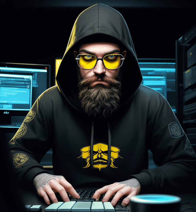 AI generated: 
457 / 5.000

482 / 5.000
hacker, darkroom, coder, computer, man, medium beard, cool, grunge, (typin...