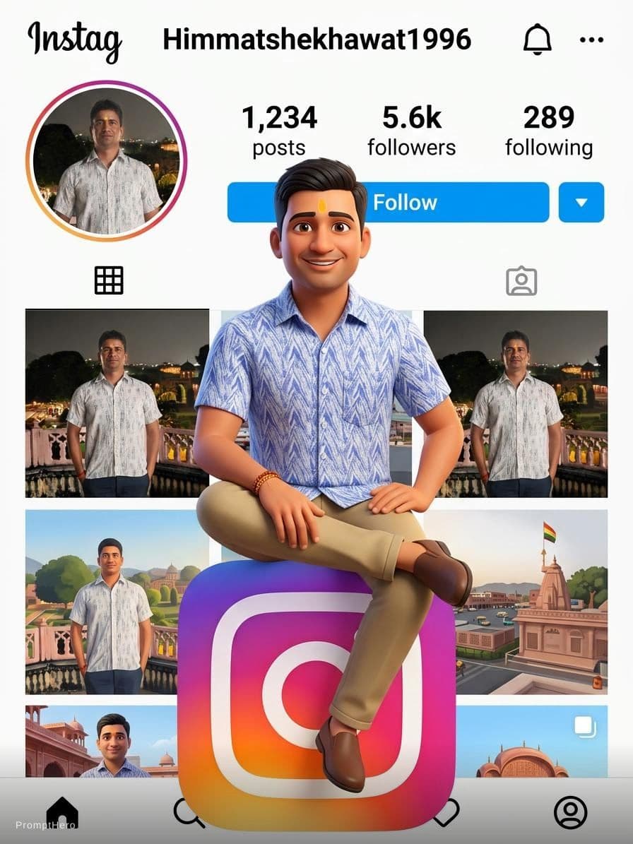 AI generated: Create a 3D illustration of an animated characther sitting relaxed on top of the social media logo "...