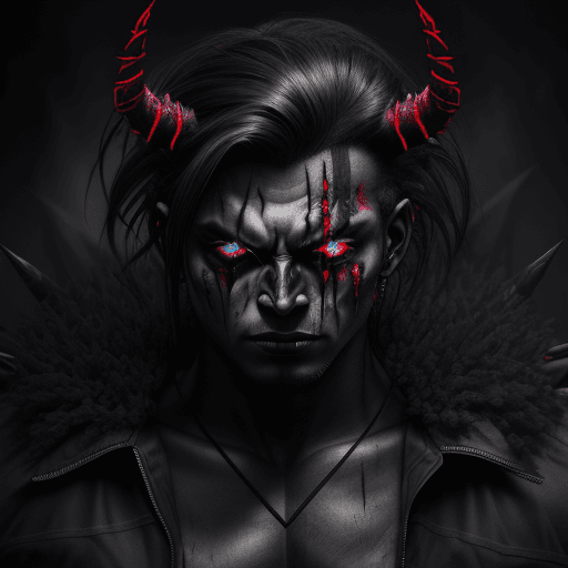AI generated: Black Demon, Shattered Face with Needles, 12K