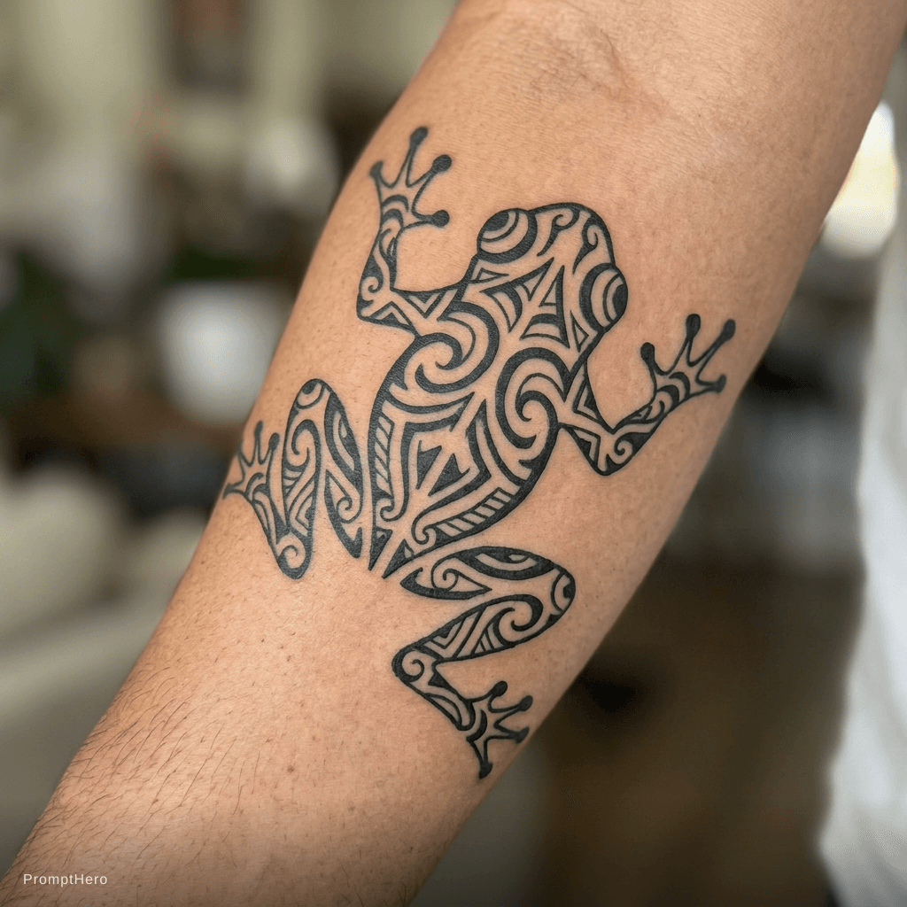 AI generated: Rollo tribal una rana lineal 

