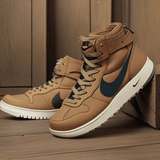 AI generated: Shop with Nike sneakers in medieval style - with country elements with hay