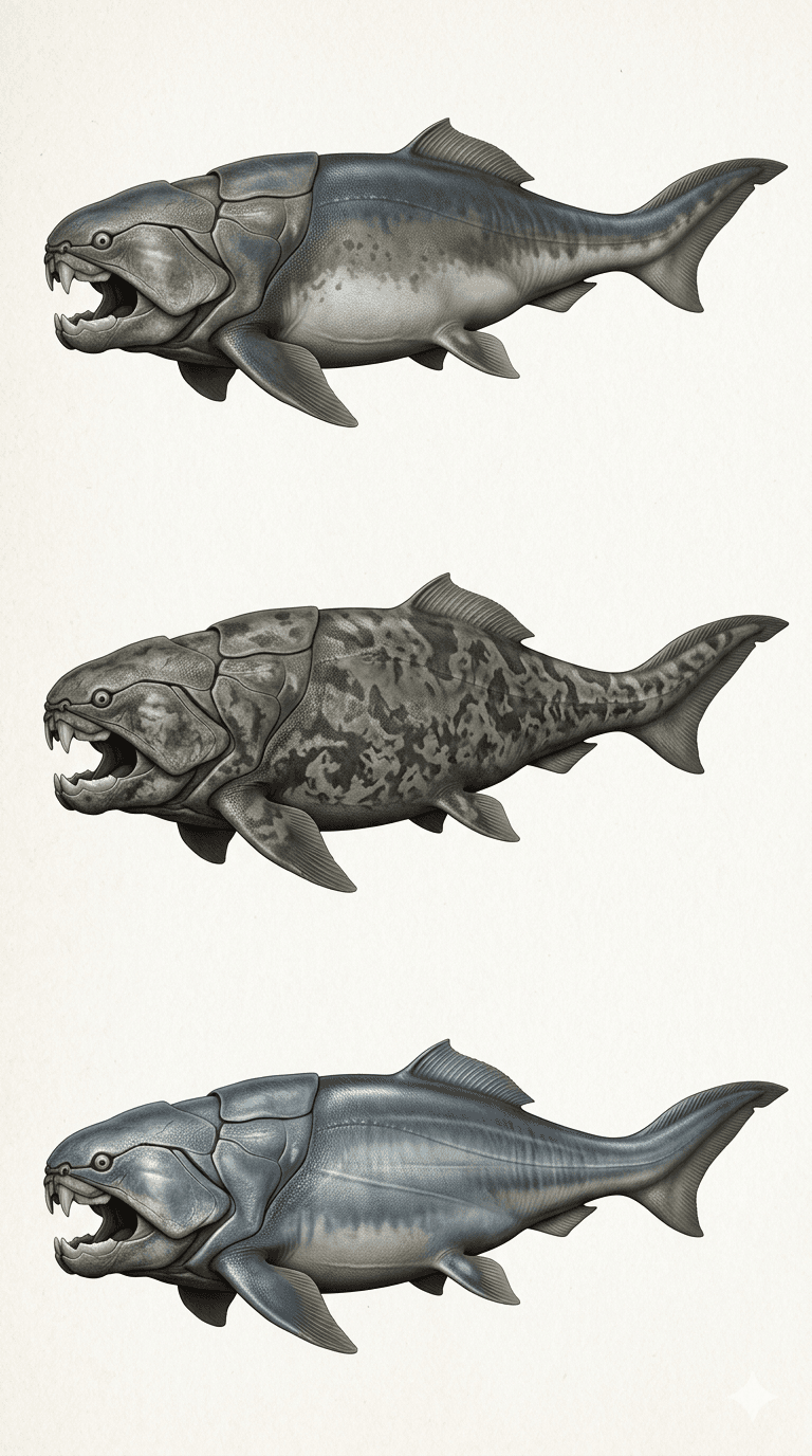 AI generated: Ultra-detailed scientific paleoart illustration, museum-quality natural history plate, featuring thr...