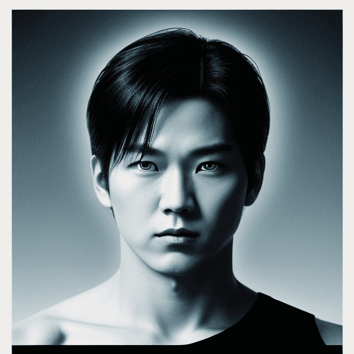 AI generated: movie poster, male character in black, white and blue, in the style of yoh nagao, light-focused --ar...