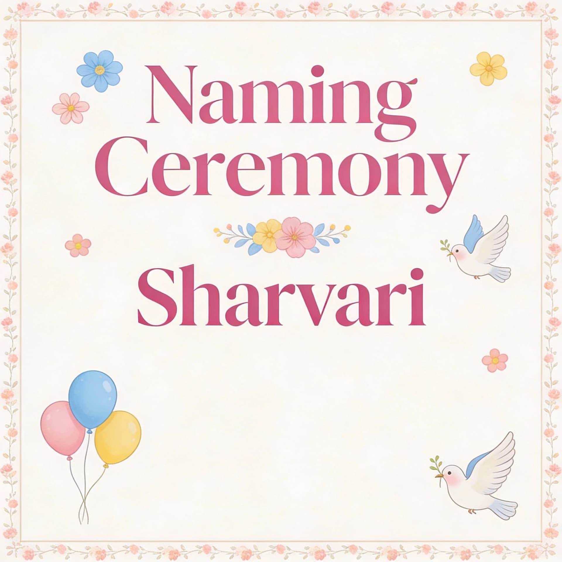 AI generated: "Create a visually appealing cover page for a naming ceremony. The dimensions should be 14 inches in...