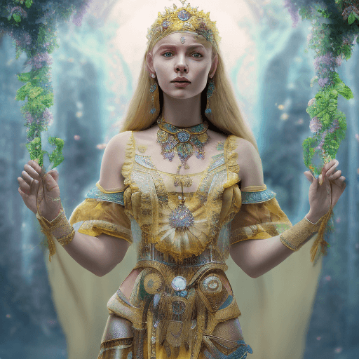 AI generated: a goddess in Ukrainian national dress, with magical, octane render, 8k, hyper-detailed, full scale, ...