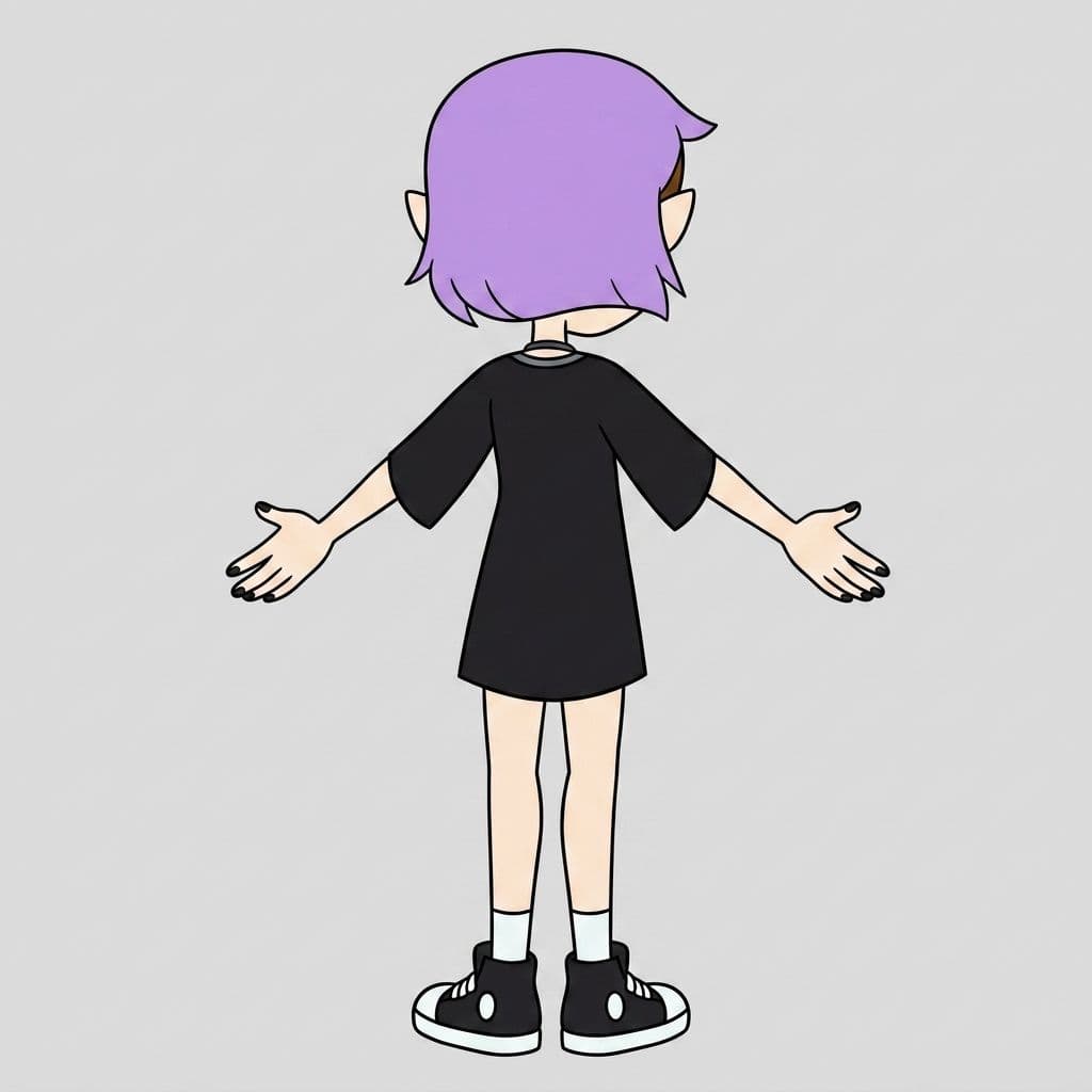 AI generated: Match the same pose from the 2nd image from behind with her arms out