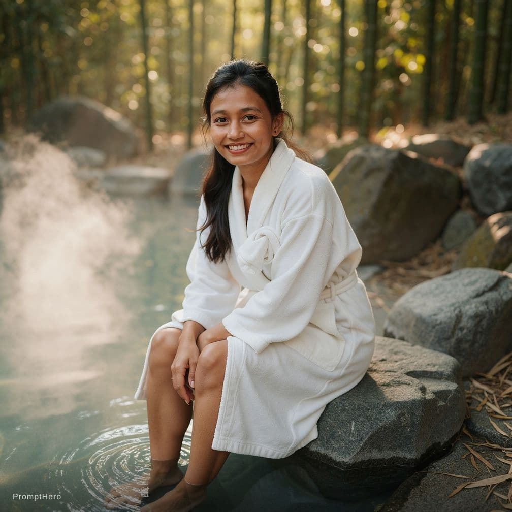 AI generated: A highly detailed, photorealistic, cinematic high-angle medium shot of a beautiful young woman relax...