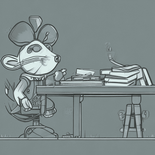 AI generated: A shockingly detailed monochromatic vector illustration of  a cute Mouse xamining a strange and othe...