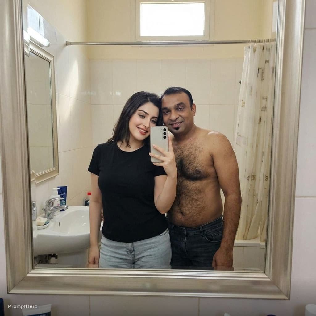 AI generated: Couple full Naket selfie front of mirrror
