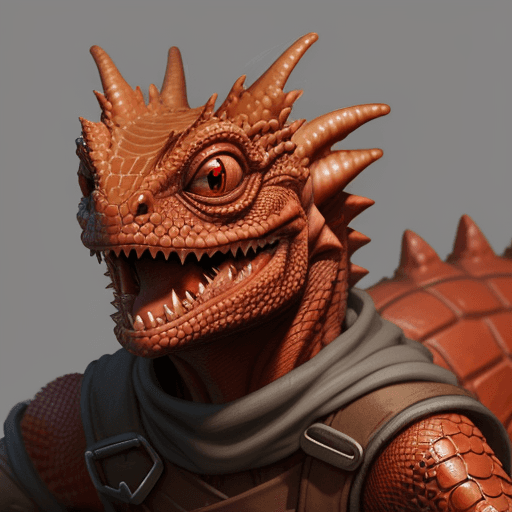 AI generated: DnD, red, kobold lizard, male, short, messy, dirty, face covered, fantasy, wrench, drawing

